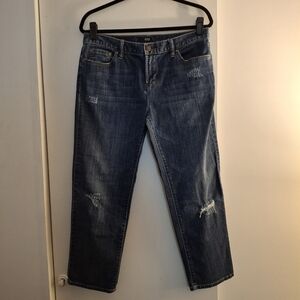 a.n.a Dark Blue Women's Relaxed Boyfriend Jeans with Natural Fading